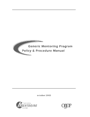 Mentoring Program Policy and Procedure Manual  Form