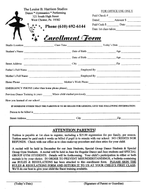 Dance Enrollment Form