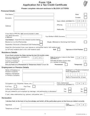 12a Certificate Download  Form
