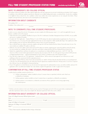 Full Time Student Professor Form Iia