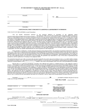  Tulsa Continuing Garnishment Paperwork Form 1999