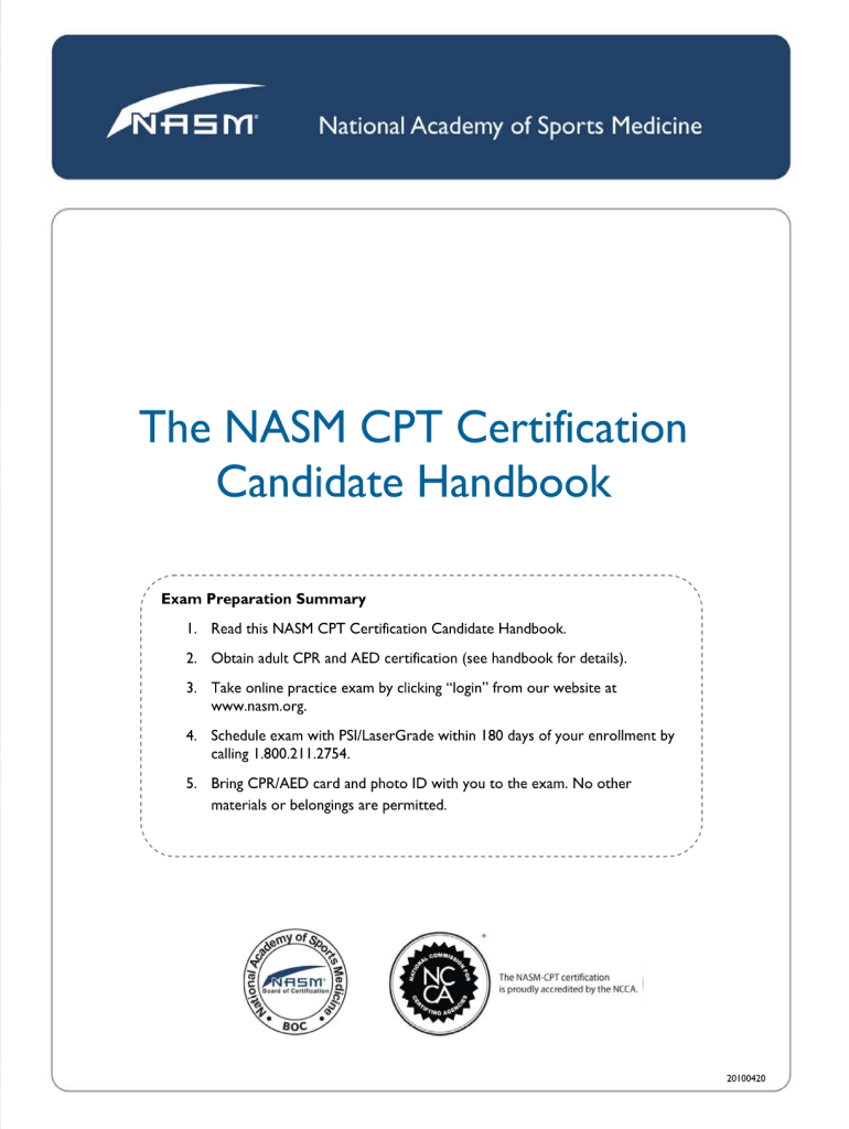 Nasm Candidate Handbook  Form