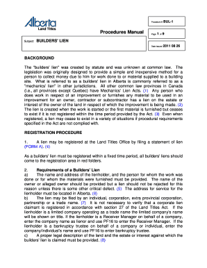  Builders Lien Form Alberta 2011