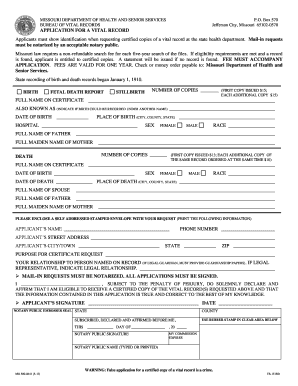 Mo Application for Vital Record Form
