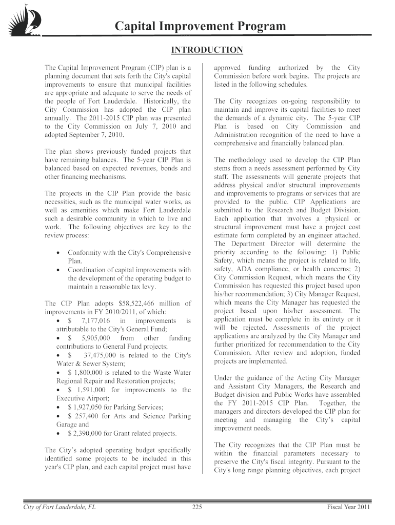 FY2011 Budget BookFY2011 Budget Book Qxd  City of Fort    Fortlauderdale  Form