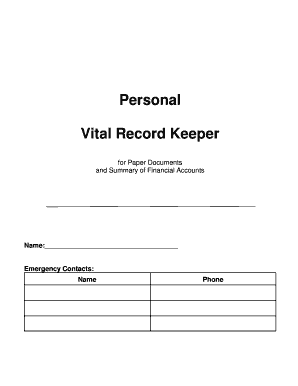 Personal Information Organizer Template