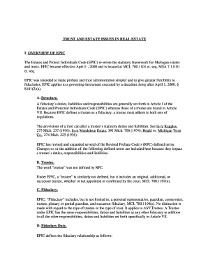 TRUST and ESTATE ISSUES in REAL ESTATE I OVERVIEW of Michbar  Form