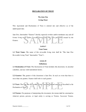 Declaration of Trust Template PDF  Form