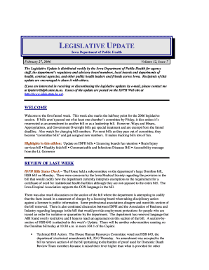 LEGISLATIVE UPDATE Idph State Ia  Form