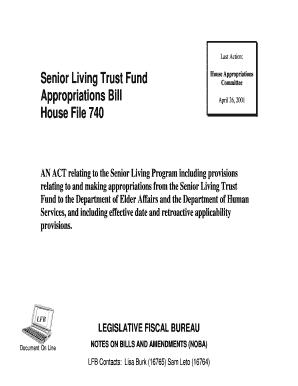 Senior Living Trust Fund Approps Legis Iowa  Form