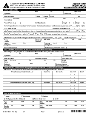 Assurity Simplified Whole Life Application Form