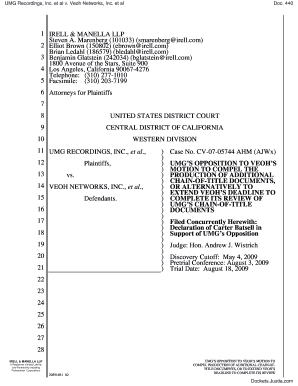 MEMORANDUM in Opposition to MOTION to Compel UMG to Produce Chain  Form