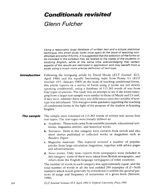 Fulcher Conditionals Revisited Form