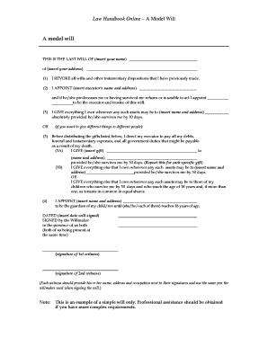 A Model Will Law Handbook Lawhandbook Org  Form