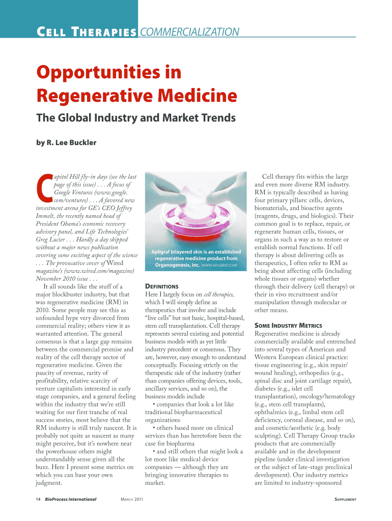 Opportunities in Regenerative Medicine  Form