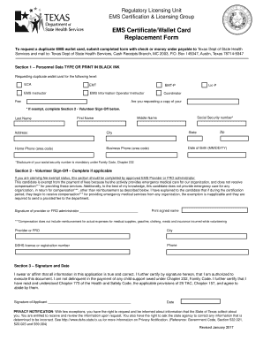 Nys Emt Card Replacement  Form