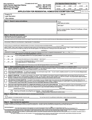 Collin County Homestead Exemption Form - Fill Out and Sign Printable PDF  Template | signNow