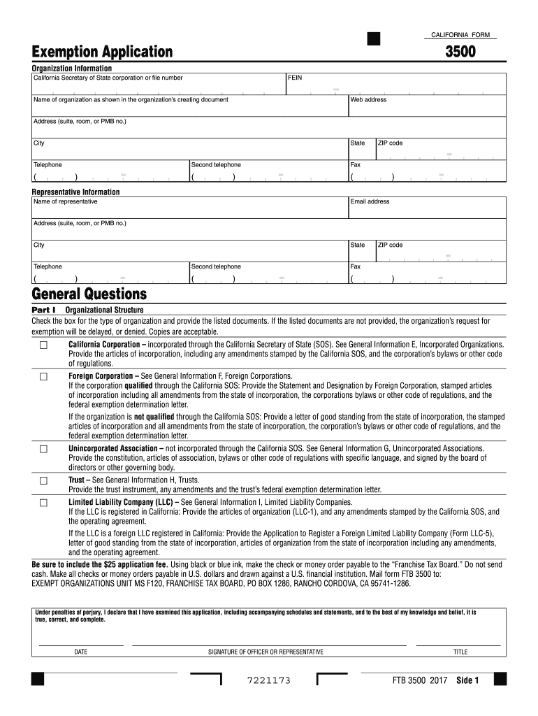  Franchise Tax Boardform3500 2020