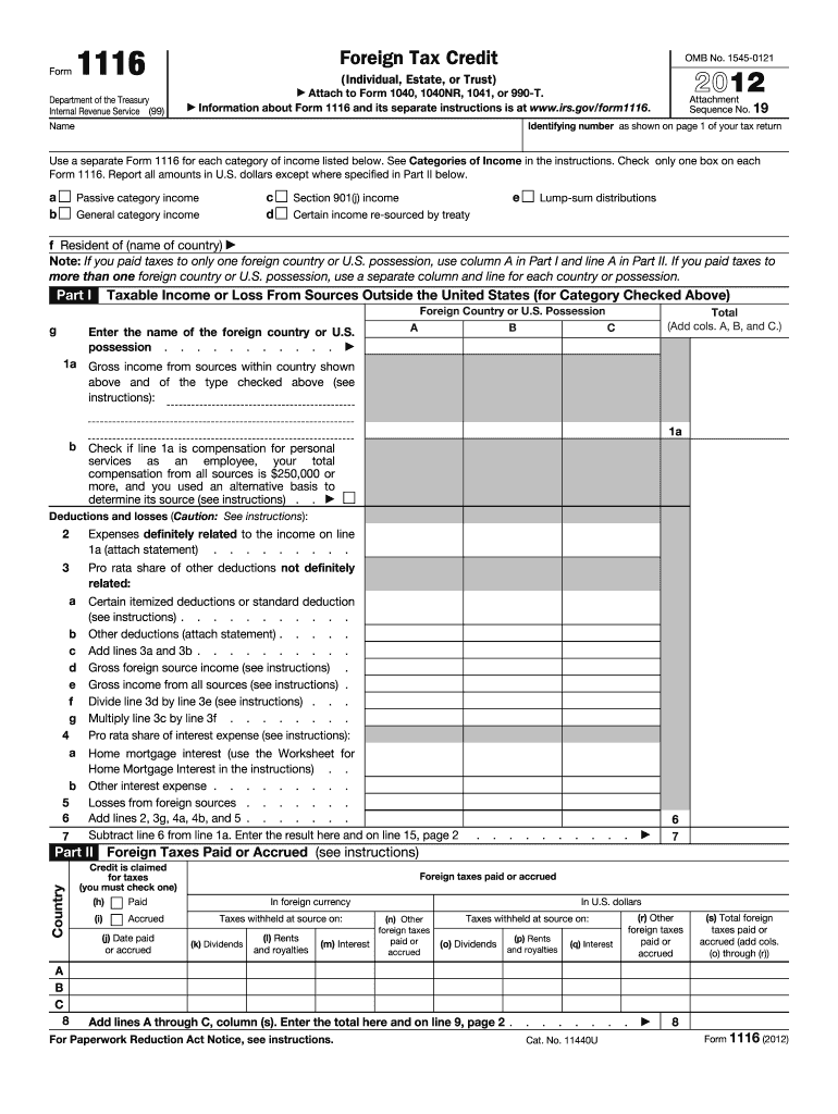  Form 1116 for 2012