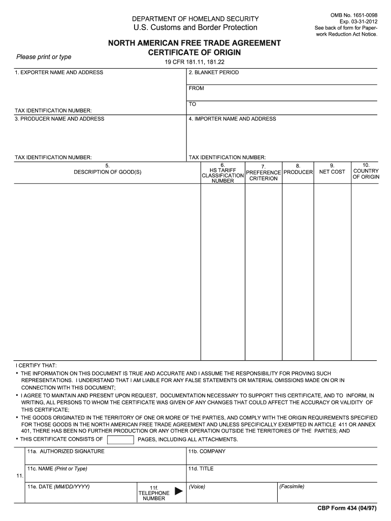 Blank Nafta  Form