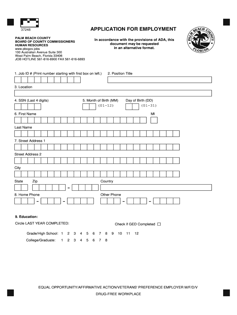 Palm Beach County School Job Application  Form