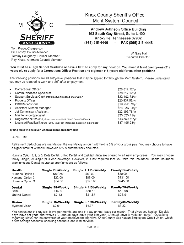 Knox County Employment  Form