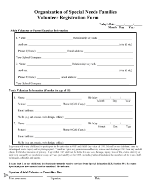 Special Needs Form