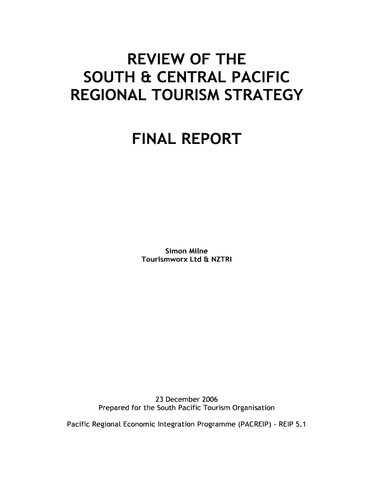 REVIEW of the SOUTH & CENTRAL PACIFIC REGIONAL TOURISM  Form