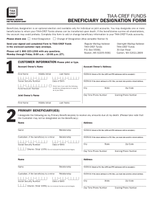 Tiaa Cref Beneficiary Designation Forms