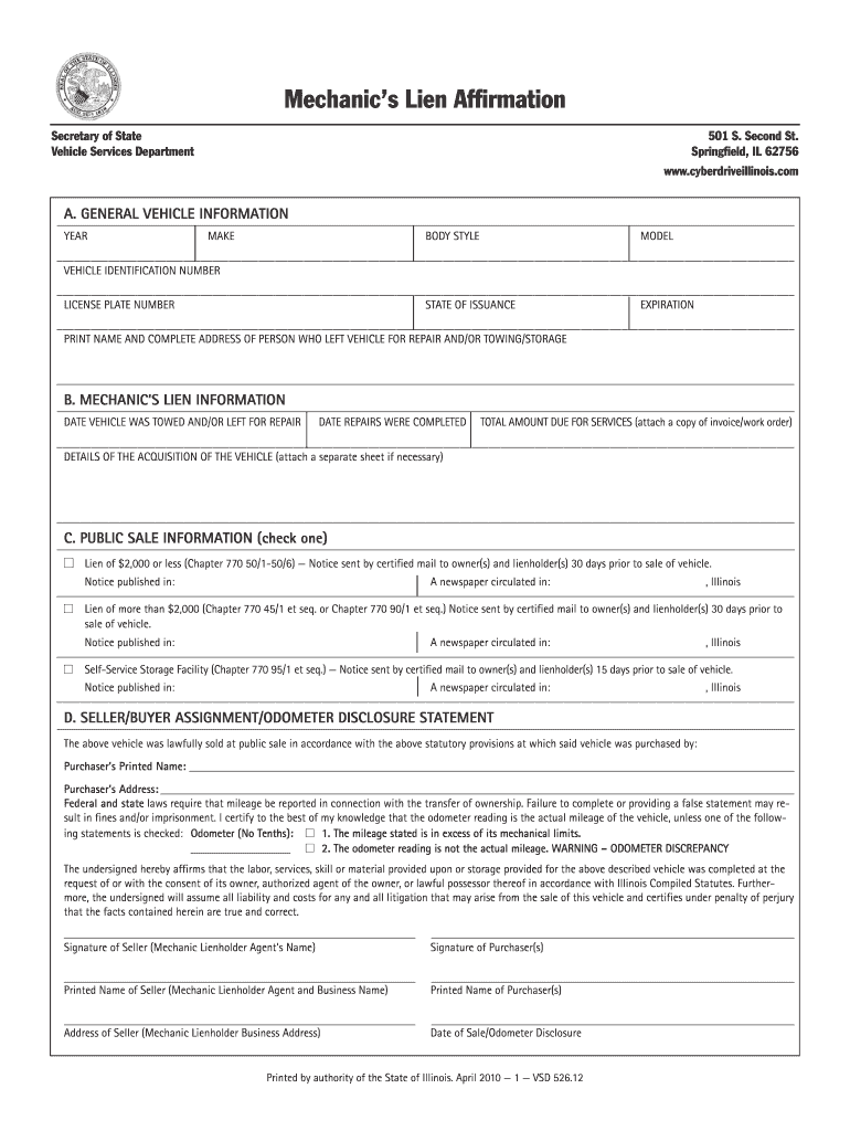 Illinois Mechanics Lien Form