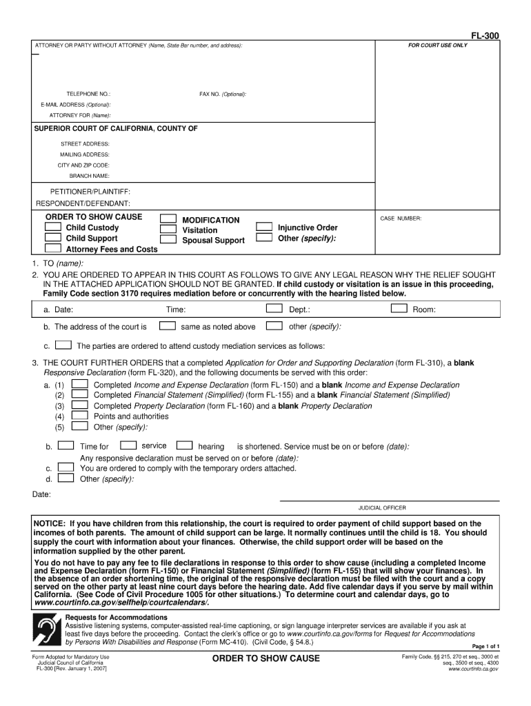  Fl 300 Form 2016