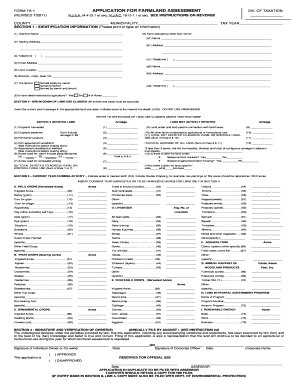 Application for Farmland Assessment Form Fa 1