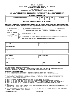 Fort Wayne Odometer Disclosure Form