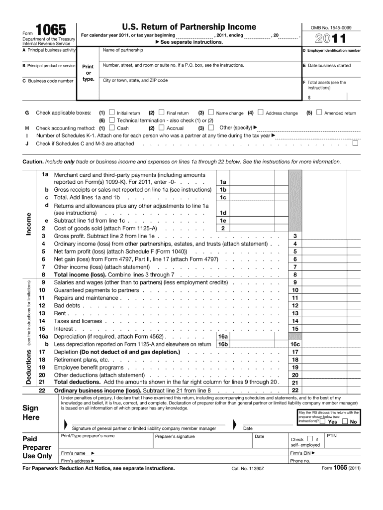  Irs Form 1065 2011