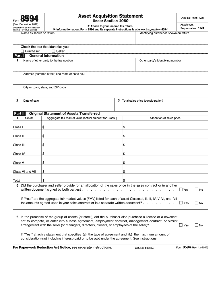  Form 8594 2012-2024