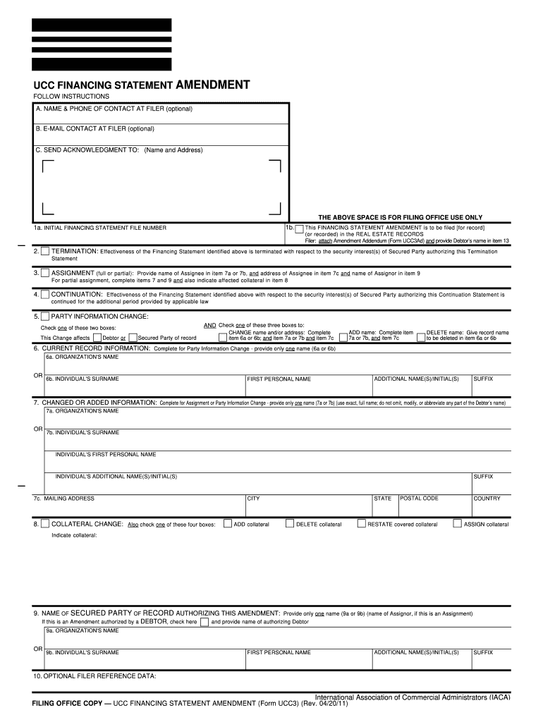  Ucc 3 Fillable Form 2011
