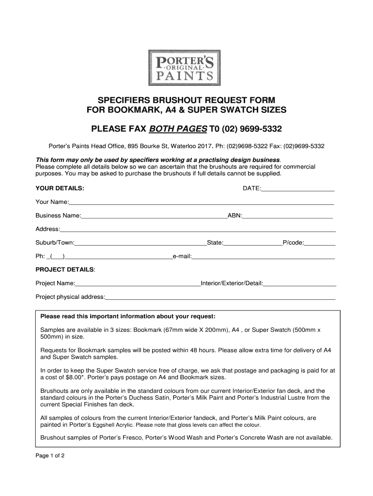 Porters Brushout Request Form
