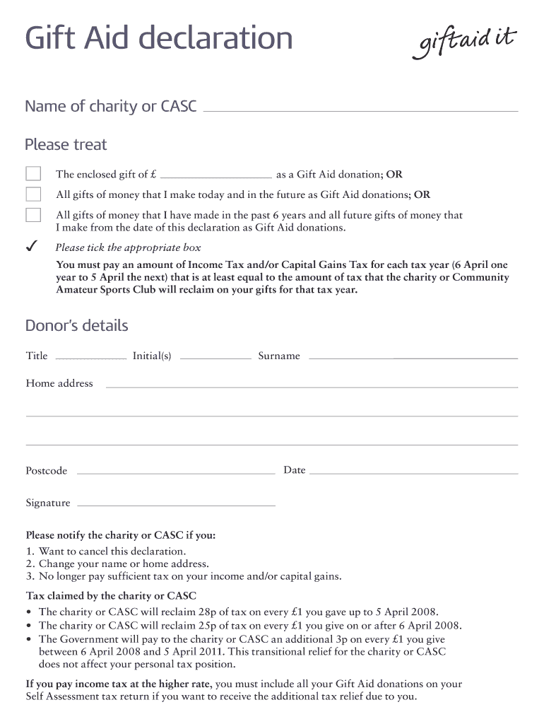 Gift Aid Form