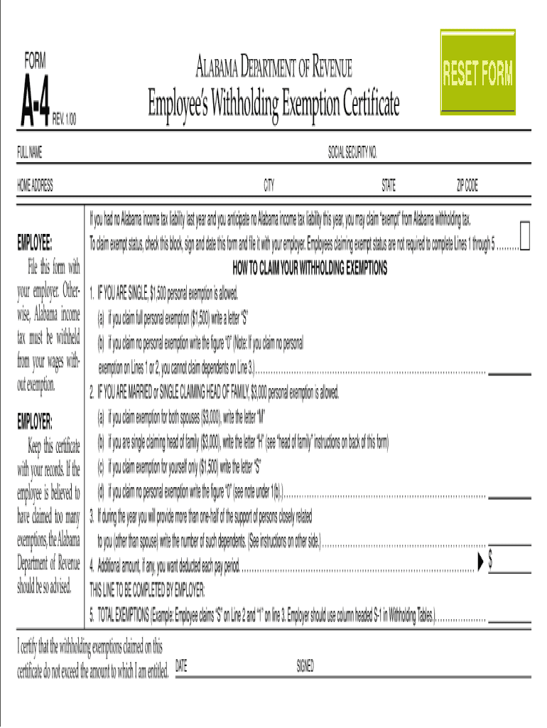  Alabama a 4  Form 2000