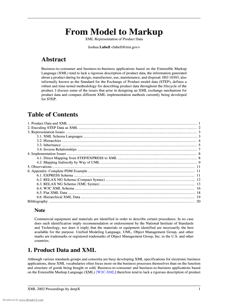 From Model to Markup  NIST  Mel Nist  Form