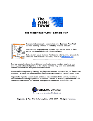 Business Plan PDF Coffee Shop  Form