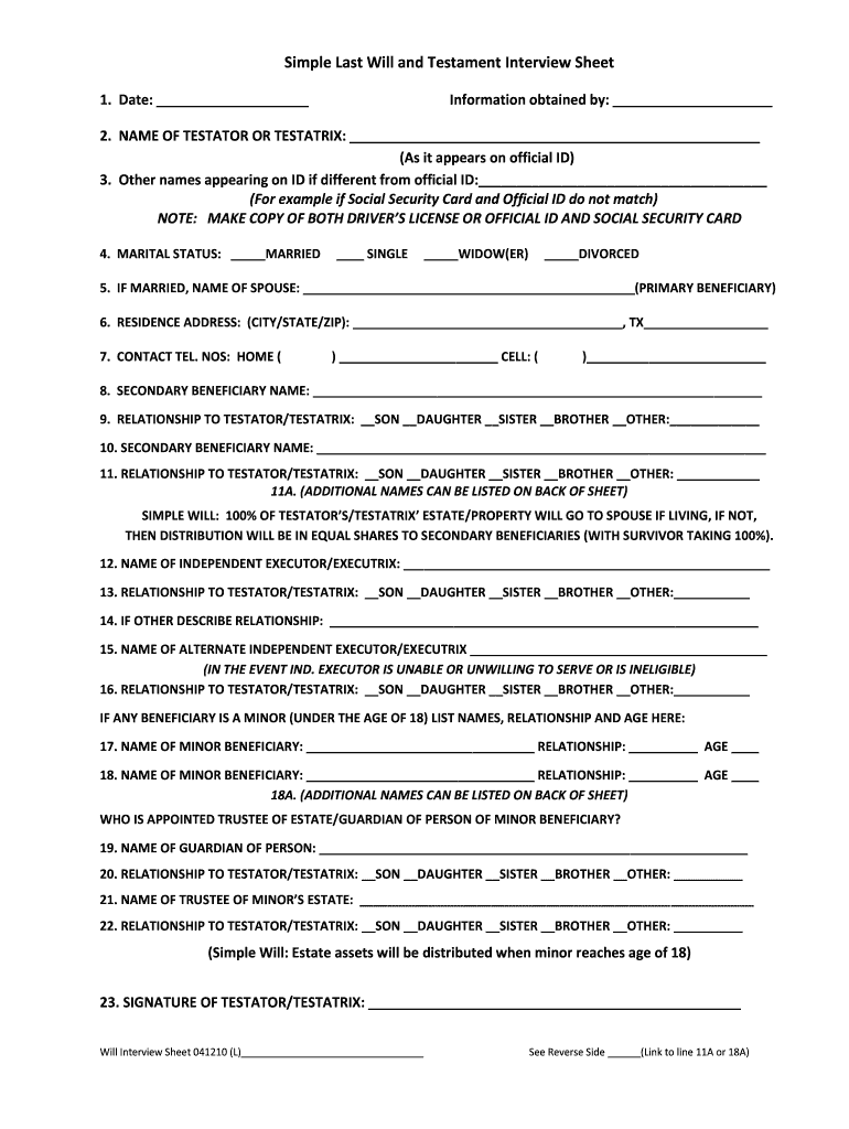 Get and Sign Blank Will for Texas  Form