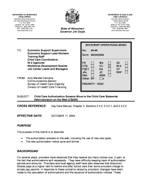 Child Care Authorization Wisconsin  Form