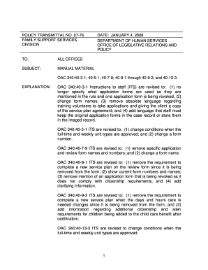 Policy Transmittal No 07 76 Okdhs  Form