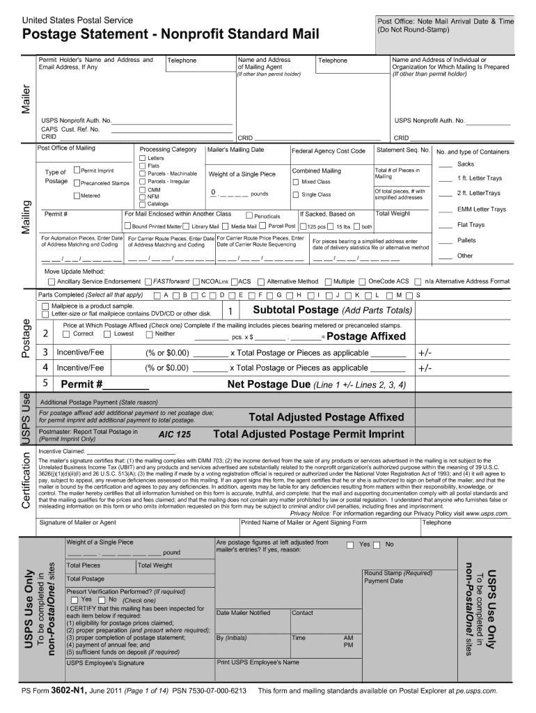  Usps Postage Statement Standard Mail Fillable Form 2021