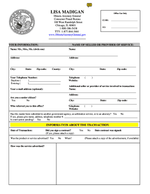Illinois Attorney General Complaint  Form