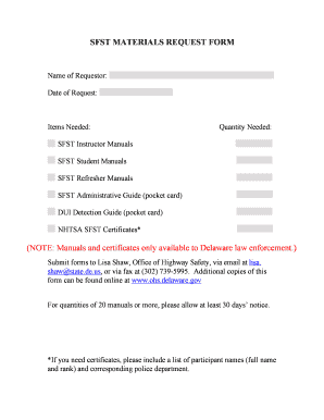 Nhtsa Sfst Pocket Card  Form