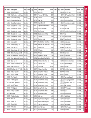 Snap Circuits Parts List  Form