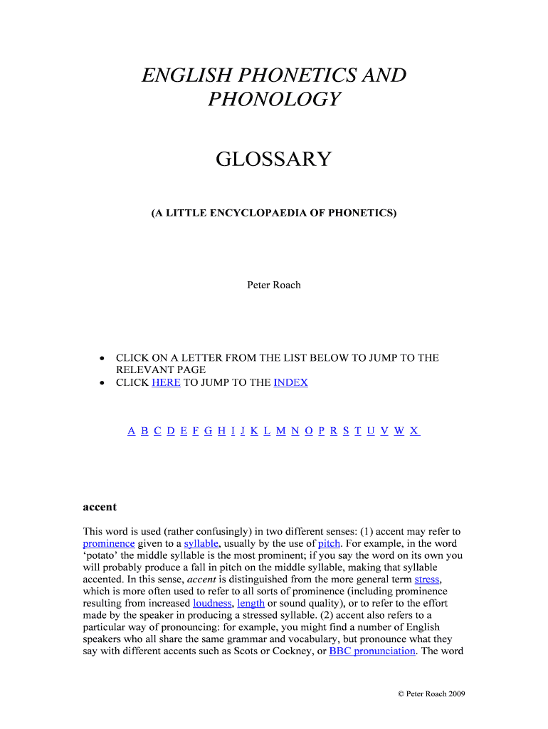 Phonology Terminology Form