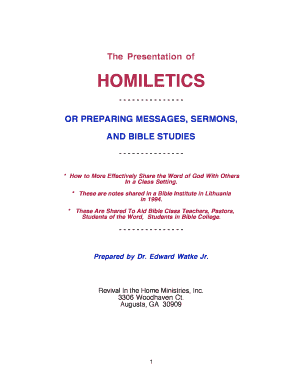 Printable Homiletics Worksheet  Form